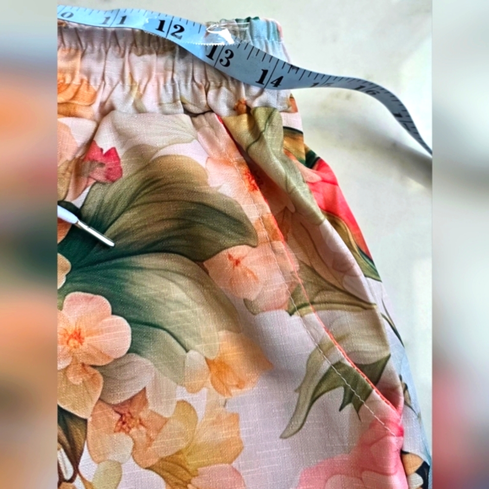 Italian Beautiful Floral Palazzo Pants Size L/10 - Picture 10 of 13